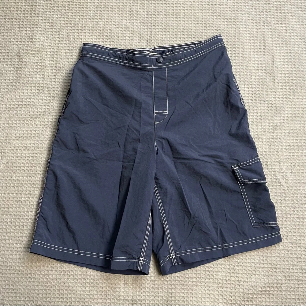Lands End Swim Trunks Small Men’s Cargo Surf Navy Blue With Mesh Liner